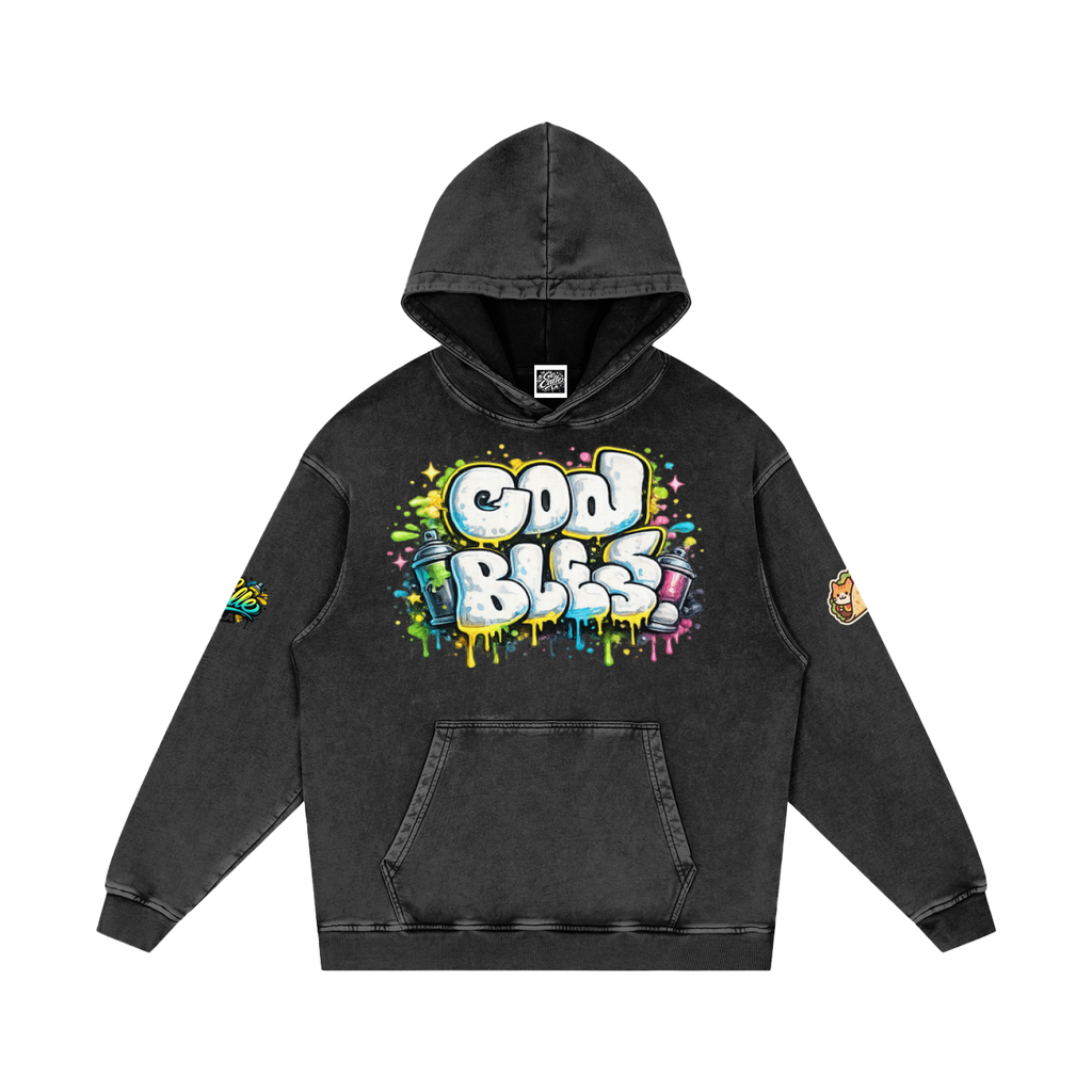 Snow Washed Loose Cotton Hoodie